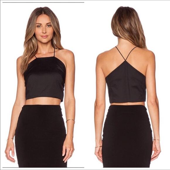 Milly NWT Black Silk Blouse Spaghetti Strap Cropped Audrey Top - Picture 1 of 8